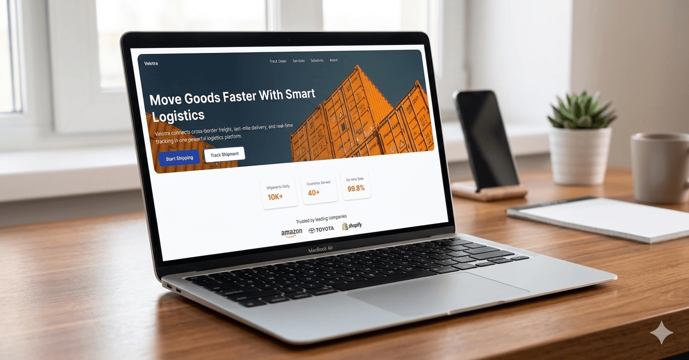 Velotra: Logistics Landing Page Design (Hero Section) live preview